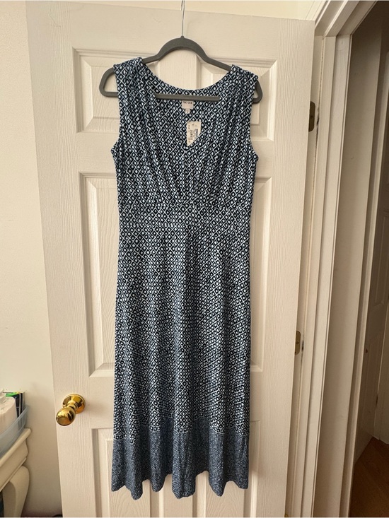 NIC+ZOE Dresses & Skirts - NIC+ZOE Navy & White Sleeveless Midi Dress with Geo Print, NWT, Size M